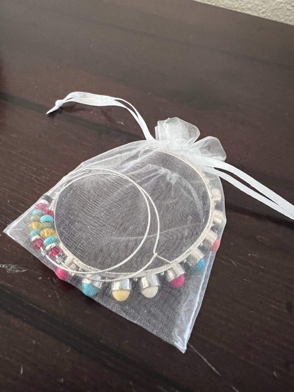 Colorful Beaded Silver Cuff Bracelet and Hoop Earrings Set - Picture 5 of 5